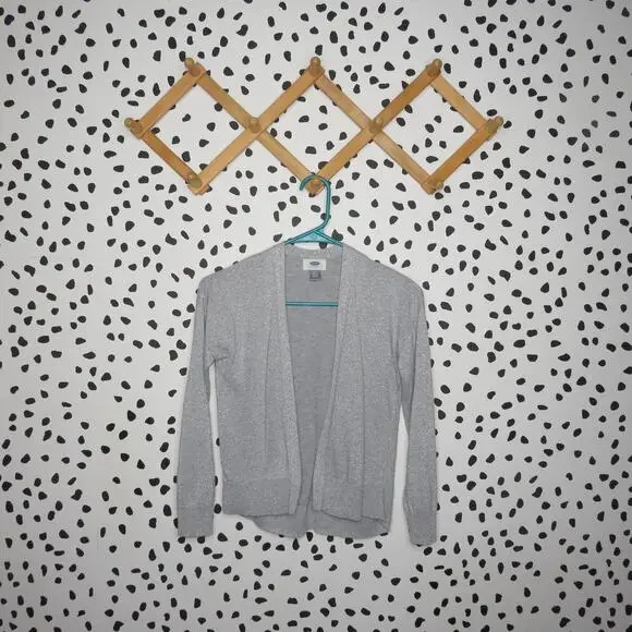 Old Navy Silver Metallic Open Front Girls Cardigan - Picture 1 of 6